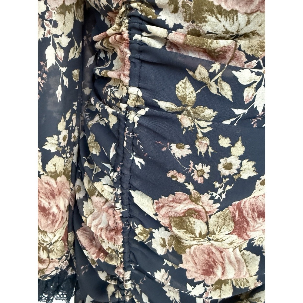 Luxxel Milkmaid Floral Lace Mini Dress Size‎ L Cocktail Flirty Sheer Party Club - Picture 6 of 16